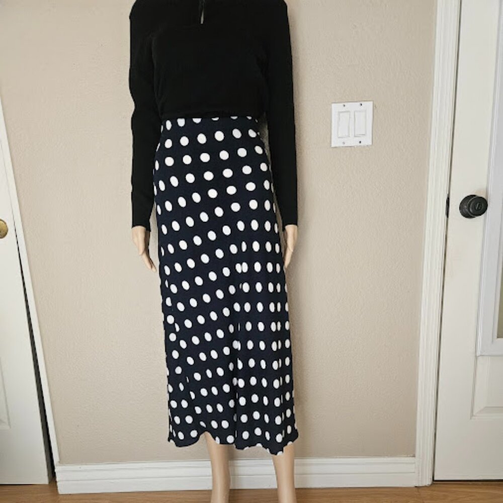 Halogen Women’s Polka Dot Flare Midi Skirt Size1